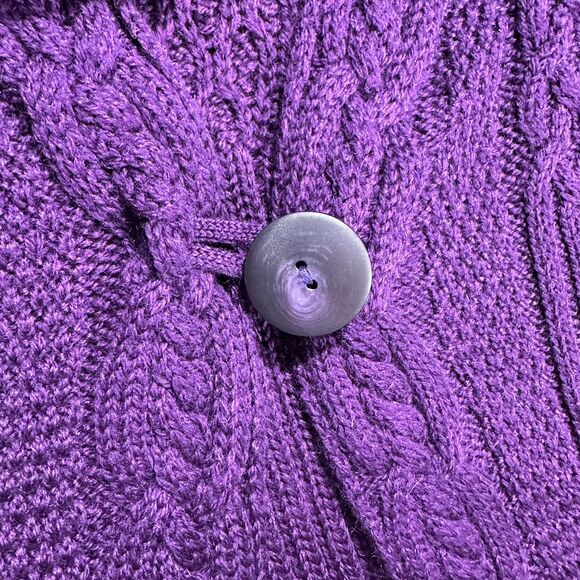 INIS CRAFTS 100% Merino Wool Cable Knit Cardigan Sweater Gray Size Medium - Picture 5 of 9